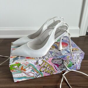 Jeffrey Campbell Zivot White Satin Pumps